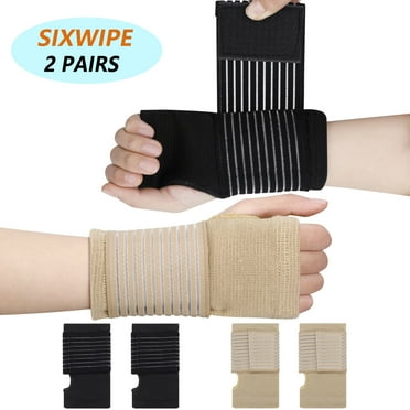sixwipe 2 Pairs Wrist Brace for Carpal Tunnel, Wrist Support with Adjustable Elastic Strap for Left and Right Hand, Hand Wraps for Carpal Tunnel, Arthritis, Tendonitis Pain Relief