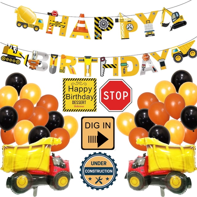 Juego de globos para fiestas, 35 unidades, globos de látex para camiones con pancarta