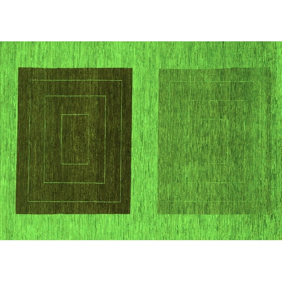Ahgly Company Indoor Rectangle Abstract Green Modern Area Rugs, 2' x 5'