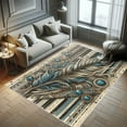 thumbnail image 5 of Ambesonne Bohemian Decorative Rug Carpet, Bold Boho Feather Tribal, 2' 2" x 3' 7", Azure Blue Beige Tan, 5 of 5