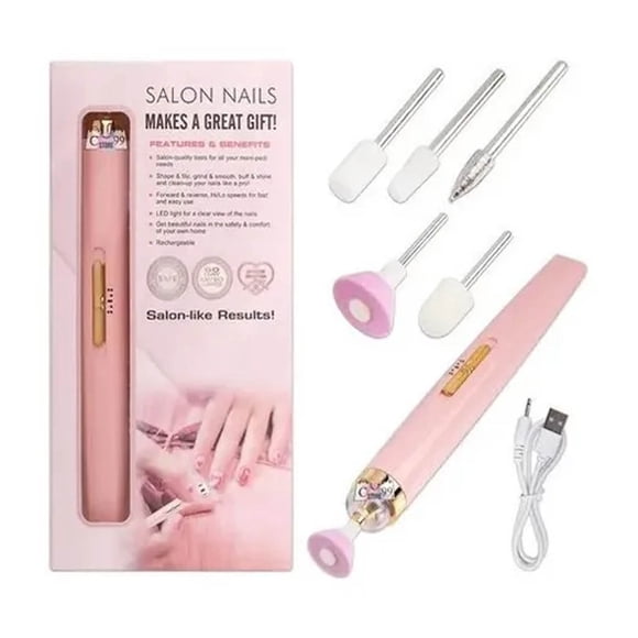 Pulidor Electrico para Uñas Salon Nails Recargable Rosa