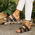 thumbnail image 3 of Slide Sandals for Women Plus Size Buckle Strap Round Toe Open Toe Breathable Soft Sole Thick-Soled Beach Slippers(Balck,Size:36), 3 of 8