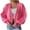 Hot Pink, variant on hotojiny Women's 2024 Fall Cropped Cardigan V Neck Long Sleeve Sweaters Casual Solid Cardigans Knit Outwear