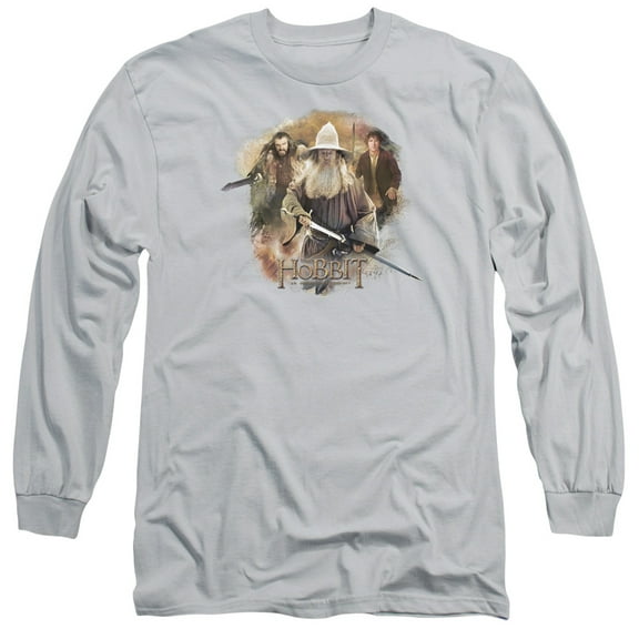 The Hobbit Trinity Of Blades Long Sleeve Adult 18/1 T-Shirt Silver
