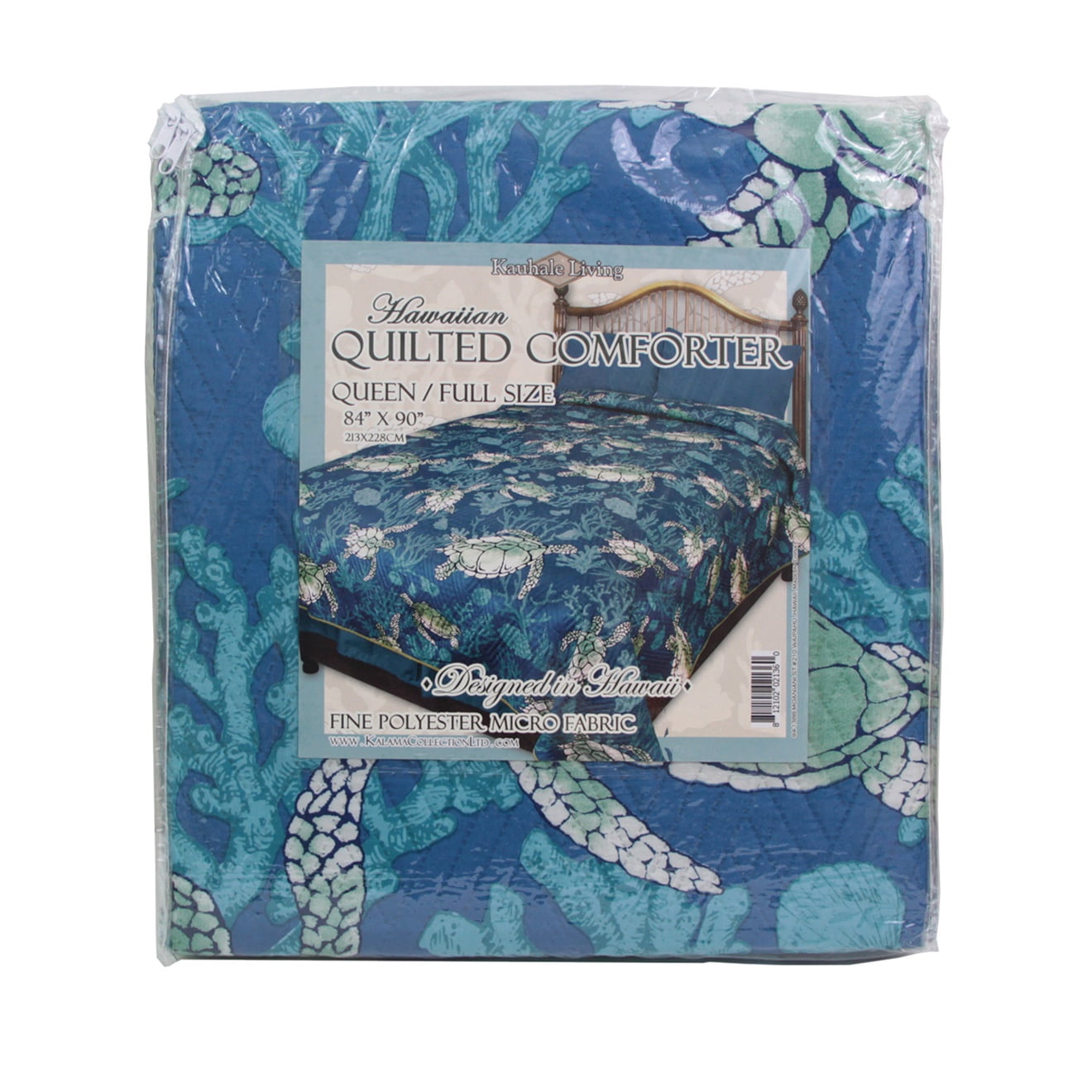 Hi Kalama Collection Full or Queen Honu Blue Bedding, 1 Each