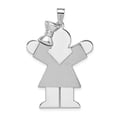 thumbnail image 1 of Grande Fille en Or Blanc 14K avec Nœud à Gauche Charme Gravable, 1 of 2