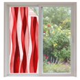 thumbnail image 2 of Red Striped Window Privacy Film, Modern Gradient Geometric Ripple Stripes Static Cling UV Sun Blocking Tint Film Heat Control Windows Films for Bedroom Bathroom, Window Stickers 35.4"x78.7", 2 of 8