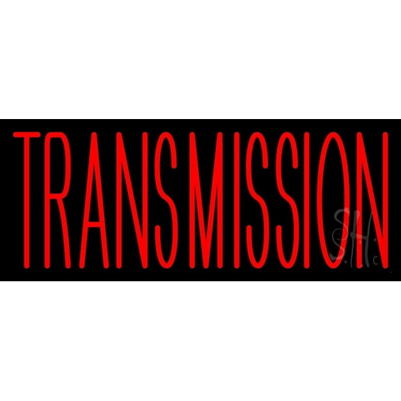 Red Transmission LED Neon Sign 13 x 32 - inches, Clear Edge Cut Acrylic Backing, with Dimmer - Bright and Premium built indoor LED Neon Sign for automotive store, and mall.
