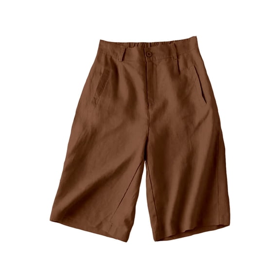 JIAYUE Women's Shorts Bermuda Solid Color Casual High Waisted Lightweight Button Down Comfy With Pockets Breathable Female Bottoms