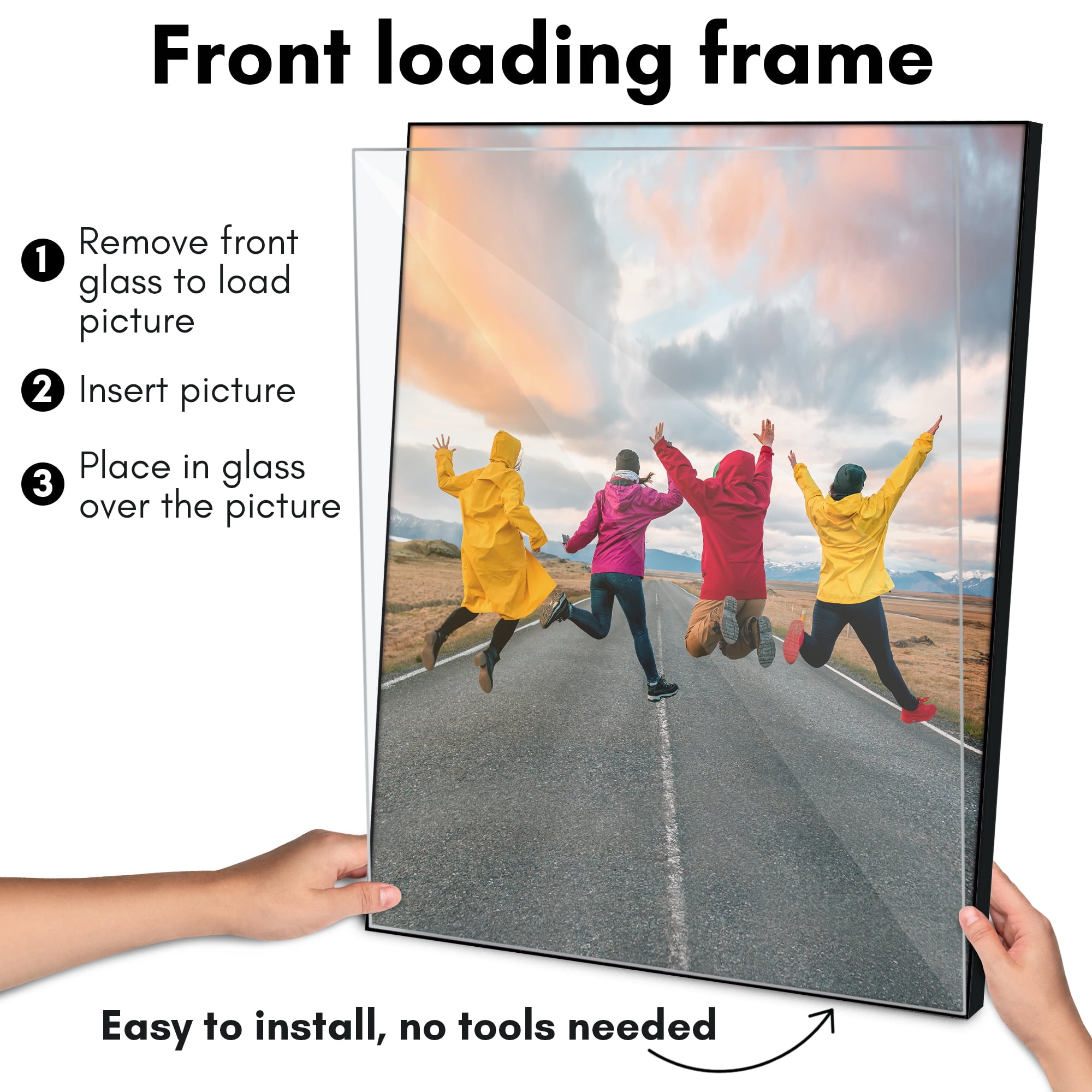 Americanflat 16x20 Front Loading Picture Frame with Shatter-Resistant Glass 2 Pack Metropolitan Photo - Black