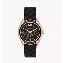 Michael Kors MK7266 Jessa Rose Gold Glitz Dial Black Strap Silicone Womens Watch