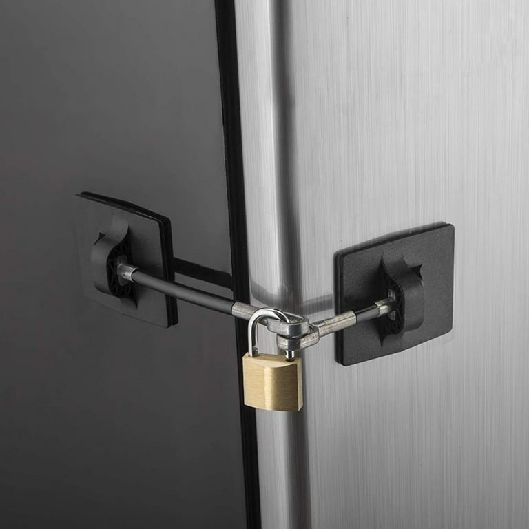 Computer Security Products Refrigerator Door Lock with Padlock, Black