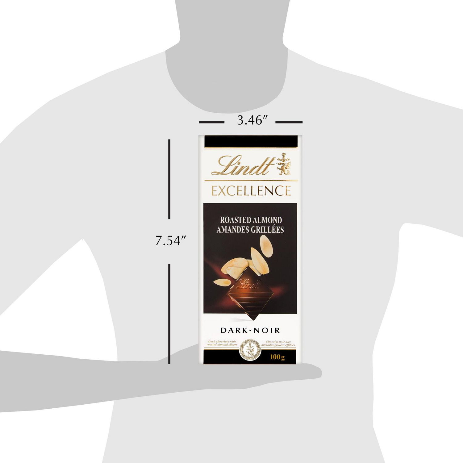 Lindt EXCELLENCE Roasted Almond Dark Chocolate Bar, 100 Grams, 100 g