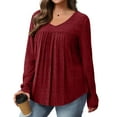 thumbnail image 4 of Maplenight Long Sleeve Shirts for Women Ribbed Knit V-Neck Lightweight Sweaters Casual Tunic Tops Outfits Womens Fall Tops, 4 of 8