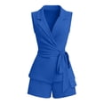 thumbnail image 5 of QGJZVUNL Two Piece Sets for Women Summer Clothes Business Casual Outfits Sleeveless Vest Jacket Wide Leg Shorts Size 2XL, 5 of 6