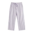 thumbnail image 6 of Miluxas Girls Linen Capri Pants Wide Leg High Waisted Drawstring Casual Pants with Pockets Purple 12 Years, 6 of 9