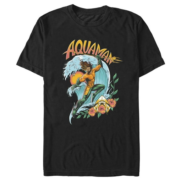 Men's Aquaman and the Lost Kingdom Retro Action Pose  Graphic Tee Black Medium