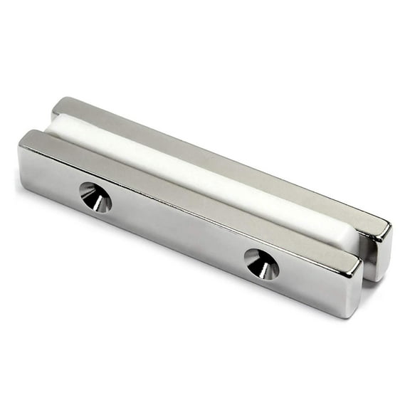 KioJJp - (2 Pack) Grade N45 South Pole Neodymium Bar Magnets 1/4 x 1/2 x 3 Inches with Two #6 Countersunk Holes - Strong Industrial Strength