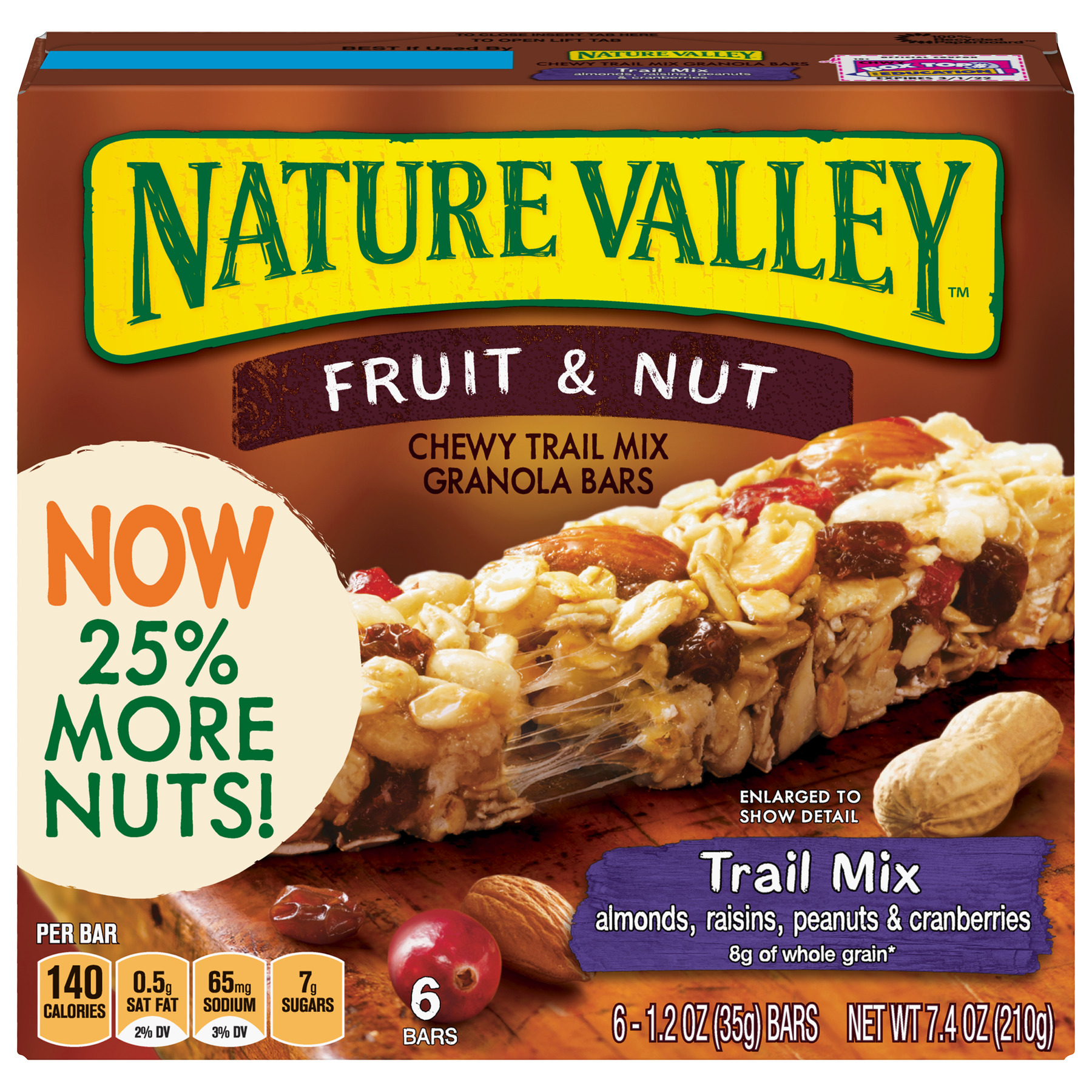Nature Valley Chewy Granola Bar Trail Mix Fruit & Nut 6 Bars 1.2 oz