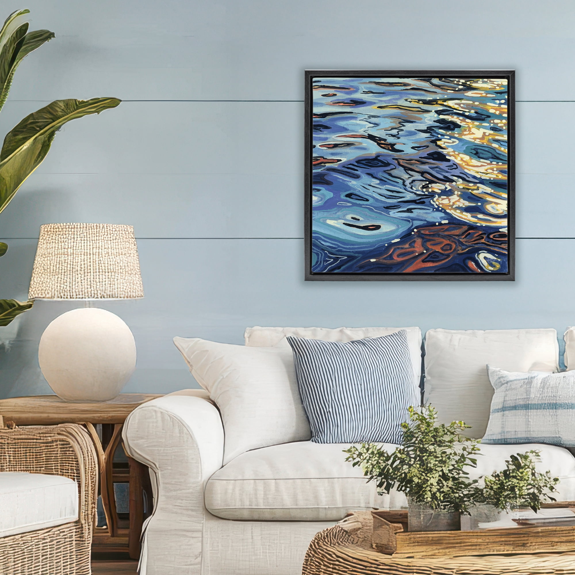 Stupell Industries Sunrise on Rippling Water Black Framed Floater Canvas Wall Art, design by Kate Jarvik Birch