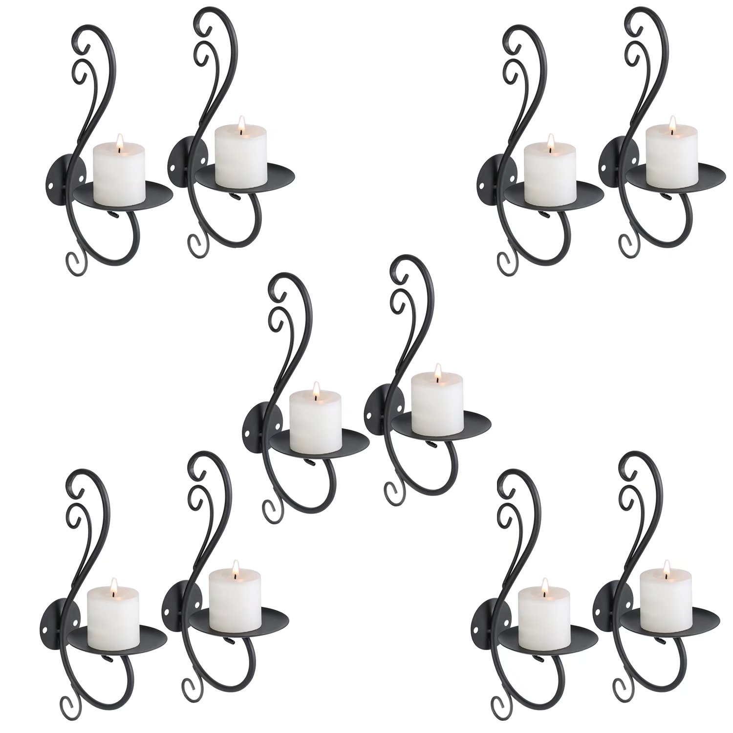 Sziqiqi Wall Candle Holder Black Candle Sconces Living Room Decor Set
