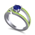 thumbnail image 2 of 2.50 Carat Round Cut Blue Sapphire & Peridot Gemstone Beautiful Bridal Ring for Women Solid 14K White Gold Size 7 by Diamond-Capitals, 2 of 8