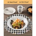 thumbnail image 3 of 13 Inch Round Placemats Set of 4, Easter Non Slip Heat Insulation PP Table Mats, Spring Rabbits Ears Feet Wildflowers Black Plaid Washable Place Mats for Kitchen Dining Party Table Decor, 3 of 7