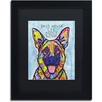Trademark Fine Art 'Dogs Never Lie' Canvas Art by Dean Russo, Black Matte, Black Frame