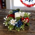 thumbnail image 5 of mfyjkho Independence Day Candle Holder Wreath, Artificial Daisy Flower Ring, Centerpiece Decoration for Holiday Party Table, 7.87 Inches, 1 Pack, 5 of 7