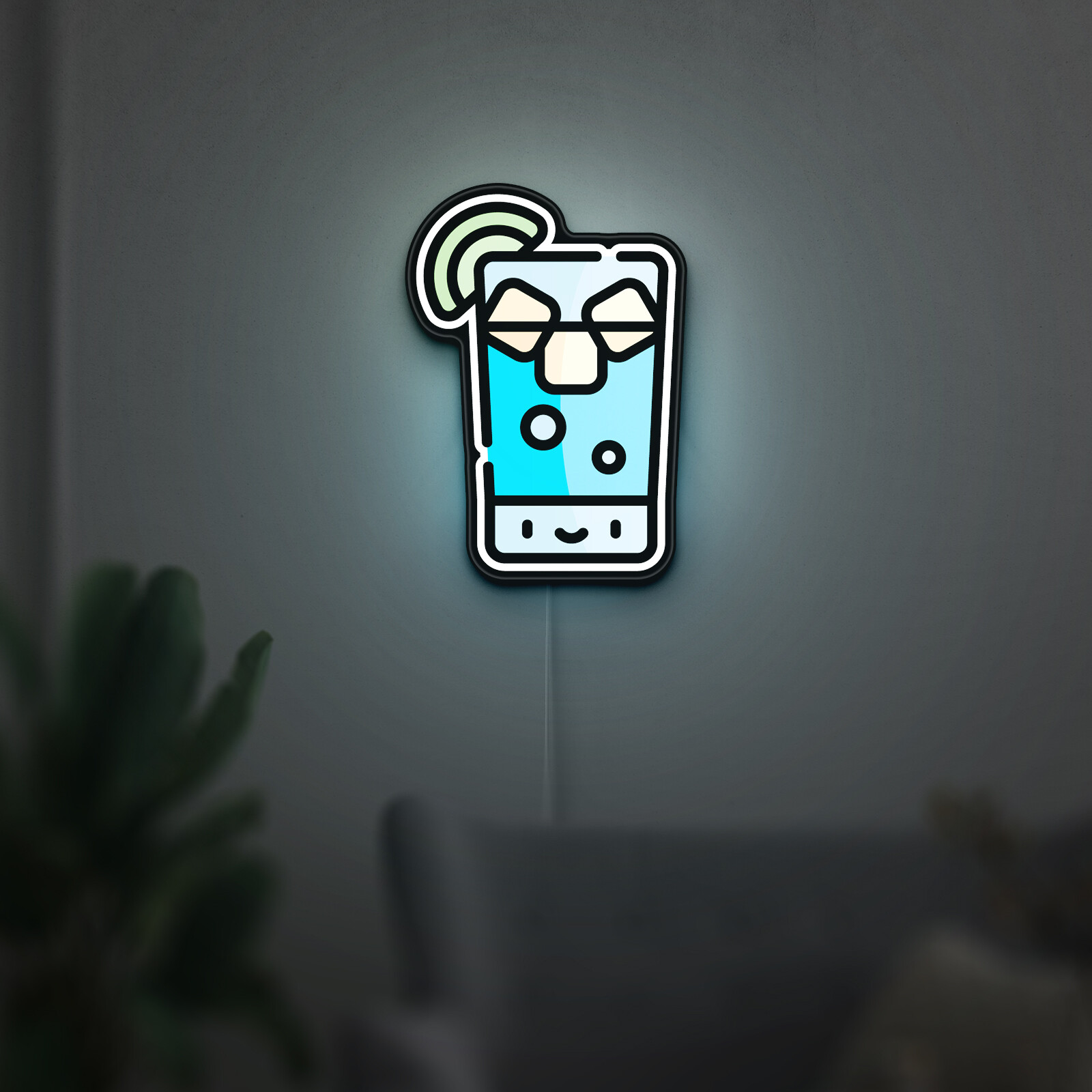 Gin Tonic Glass 3D Novelty Light Box, Cocktail Lamp Decor for Mixology Enthusiasts, Drink and Bar Display (Width 20 inch, 50cm)