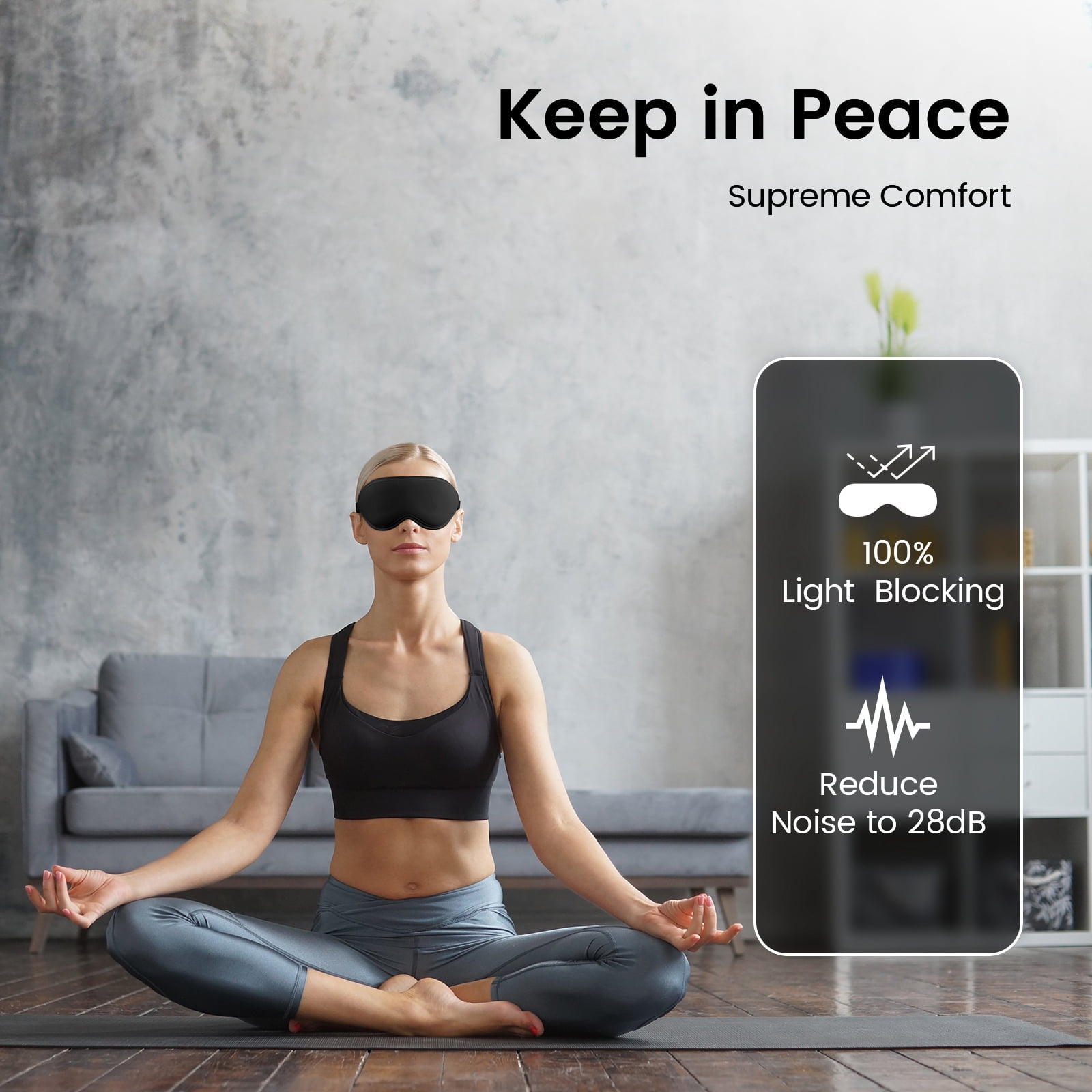 Audree Ear Plugs and Sleep Mask Combo - Serenity Set for Peaceful Sleep and Relaxation, Blue + Black