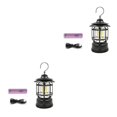 thumbnail image 1 of Bewildely Linterna de mochilero de camping vintage lámpara colgante de tienda de campaña regulable portátil accesorio de iluminación de luz Negro 2Conjunto, 1 of 6
