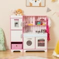 thumbnail image 2 of Costway Kids Kitchen Playset Wooden Toy with Adjustable LED Lights & Washing Machine, 2 of 10