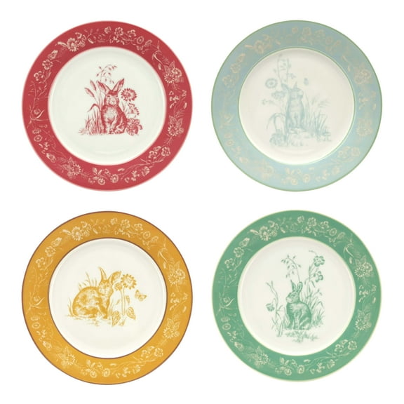 Way to Celebrate 4 Pack Multi Color Ceramic Appetizer Plates