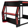 thumbnail image 4 of Harper & Bright Designs Full Size Gaming Bunk Bed with Desk and LED, Wood Gaming Loft Bed Frame with Storage Shelves and USB Charging Ports, Red, 4 of 20
