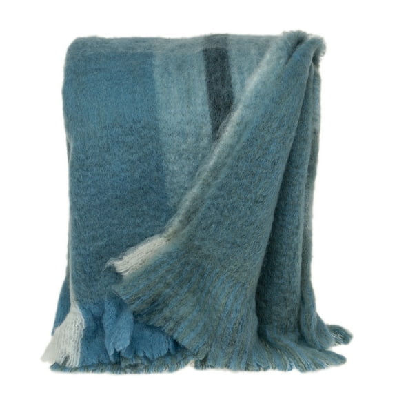 Parkland Collection Cabino 67x52" Plaid Fabric Throw Blanket in Blue/White