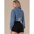thumbnail image 3 of DARING DIVA Women's Rocker Party Rhinestones Denim Jacket XL Blue, 3 of 6