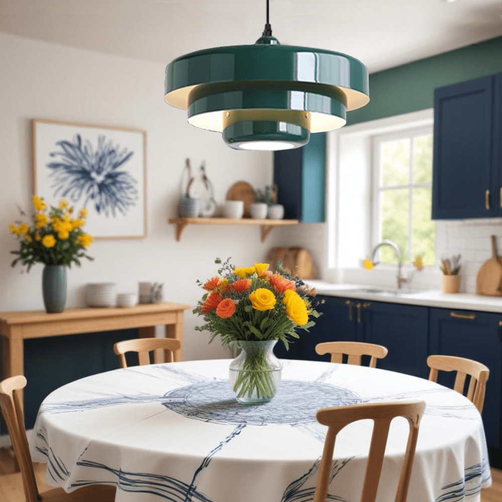 Mid Century Pendant Lamp 1-Light Ceiling Pendant Light 3-Layer Shade Design E26 Vintage Metal Flush Mount Light Fixtures For Dining Table Kitchen Island Hallway