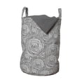 thumbnail image 1 of Abstract Laundry Bag, Hand Drawn Geometric Spiral Circles Round Shape Ring Forms Contemporary, Basket with Handles Drawstring Closure for Laundromats, 13" x 19", Charcoal Grey White, by Ambesonne, 1 of 4
