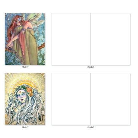 'M3970 WINGED WOMEN' 10 Assorted All Occasions Note Cards Featuring Inspirational Illustrations Of Angels And Fairies with Envelopes by The Best Card (Wings All The Best)