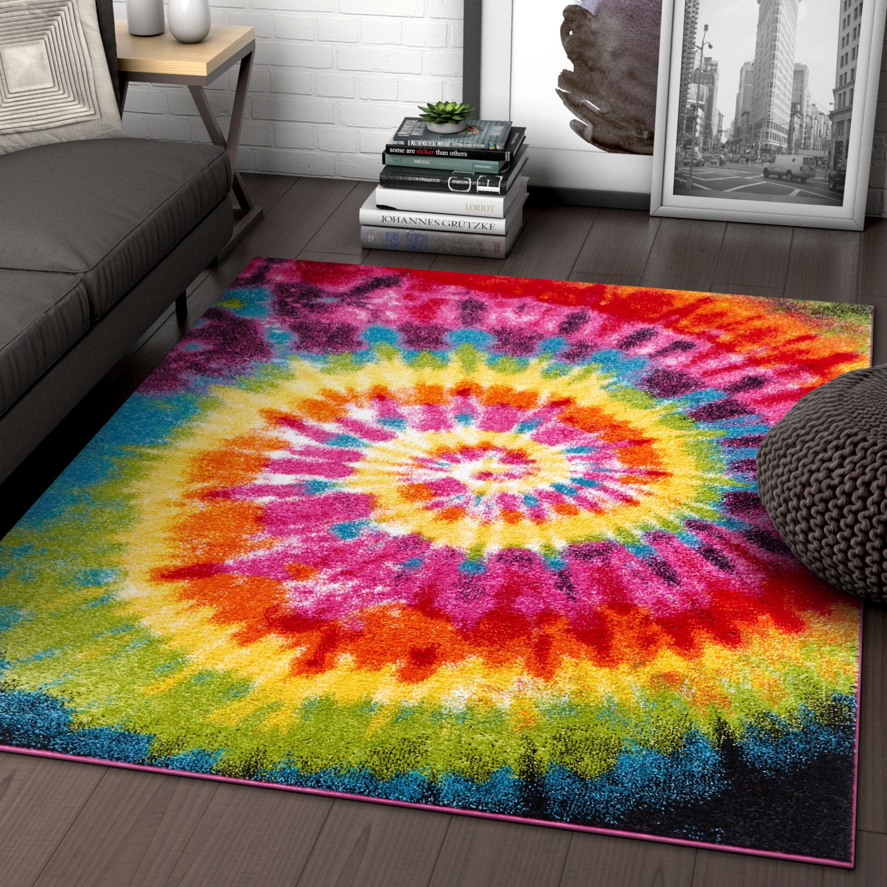 Tie Dye Retro Rainbow Trippy Multi Hippie Red Orange 