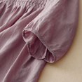 thumbnail image 7 of LIIPEE Womens T-Shirts Casual Solid Color V-Neck Puff Elbow-Length Peasant Ladies Summer Baggy Comfortable Breathable Soft Daily Fashion Ruched Tee Tops,XXL, 7 of 7