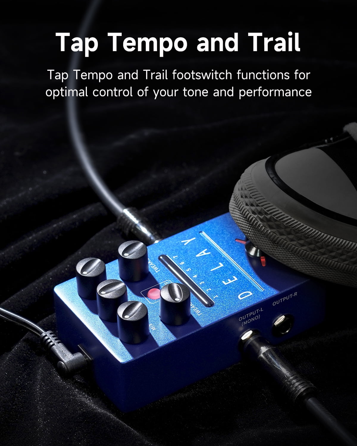 FLAMMA FS03 Guitar Delay Pedal Stereo Digital Delay Guitar Effects Pedal with Looper 6 Delay Effects Storable Preset Tap Tempo Trail On True Bypass