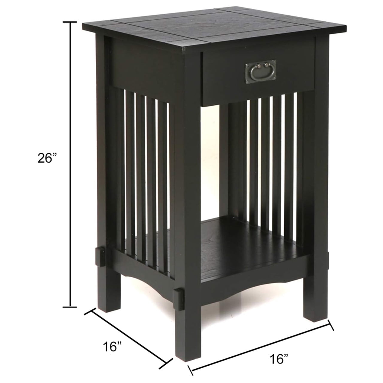 Legacy Decor Mission Style Telephone Night Stand End Table in Antique Oak Finish With Drawer
