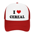 thumbnail image 2 of I Heart Cereal Love Food Funny Trucker Hat Mesh Cap Unisex Red, 2 of 5