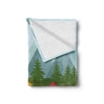 thumbnail image 2 of Camper Soft Flannel Fleece Throw Blanket, Cartoon Tent and Hippie Style Caravan in the Mountains Countryside Activities, Cozy Plush for Indoor and Outdoor Use, 70" x 90", Multicolor, by Ambesonne, 2 of 6