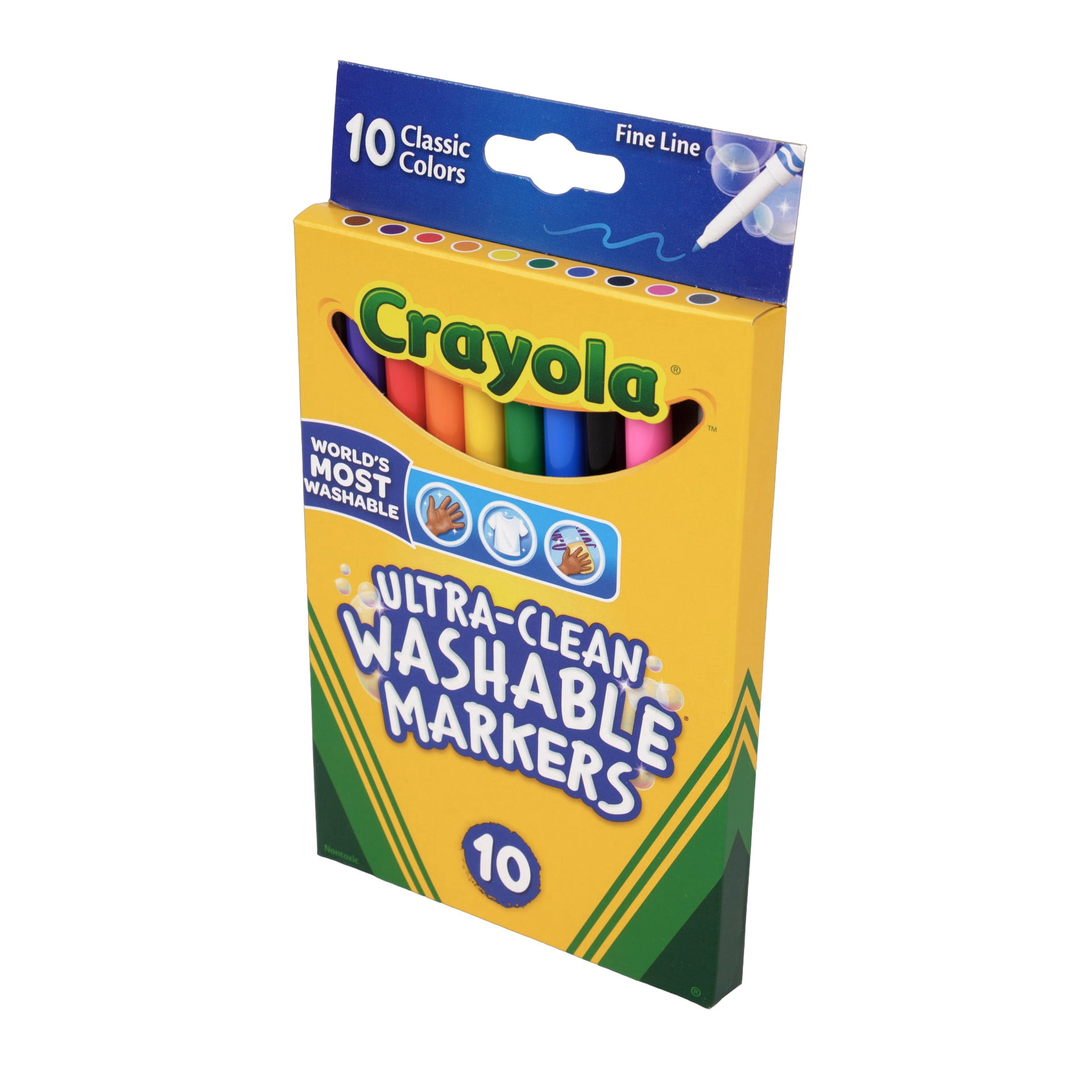 Crayola Ultra-Clean Washable Markers, Fine Line, 10 Ct, School Supplies for Kids and Teachers, Classroom Must Have, Gifts