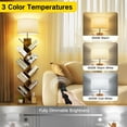 thumbnail image 2 of OUTONLIFE Floor Lamp with Remote,Tree Bookshelf with Light, 9-Tier Floor Standing Bookcase for Living Room Bedroom, Office, Round Brown, 2 of 9
