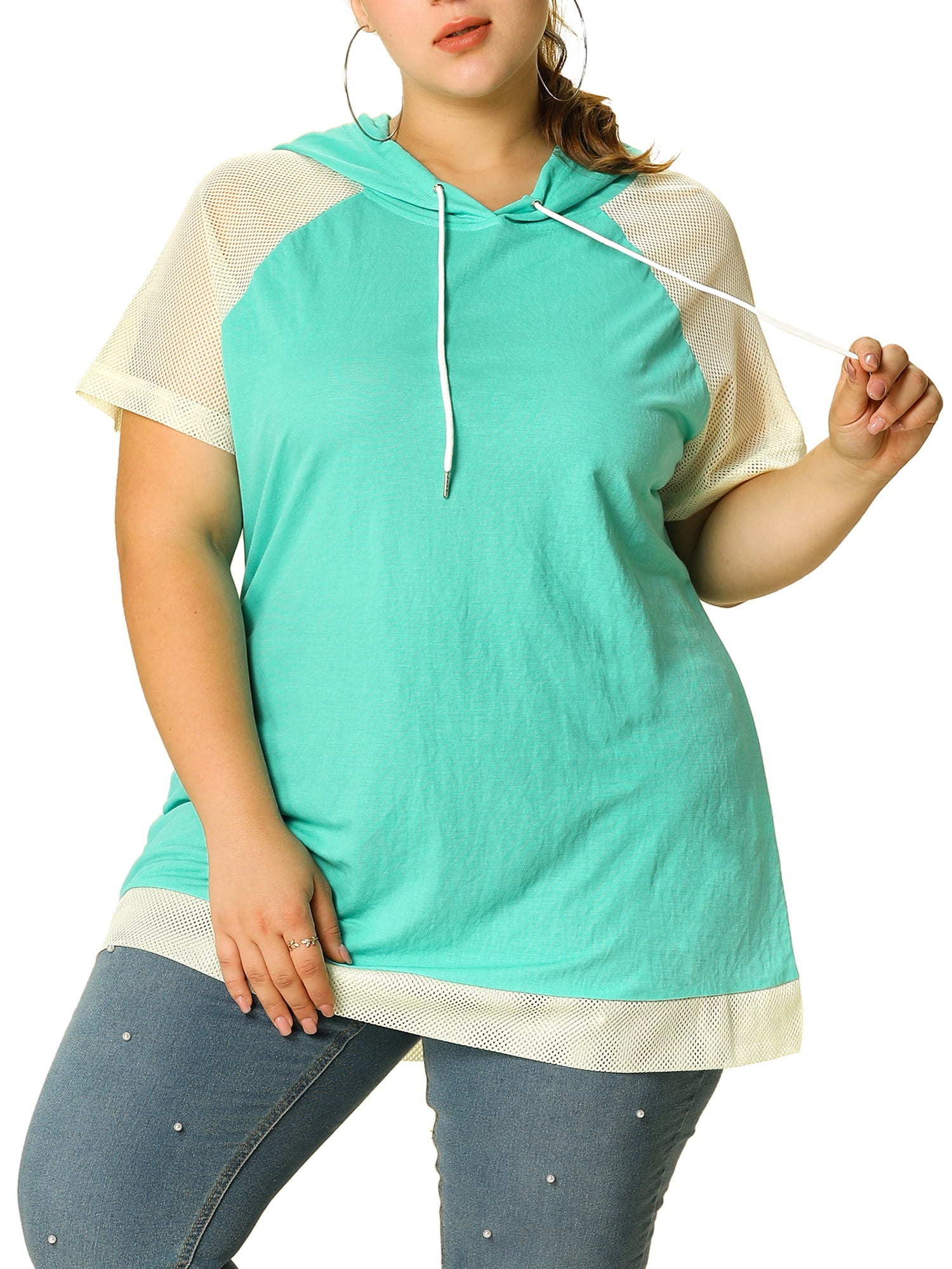 short sleeve hoodie womens plus size