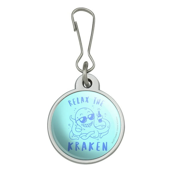 Relax the Kraken Funny Humor Jacket Handbag Purse Luggage Backpack Zipper Pull Charm